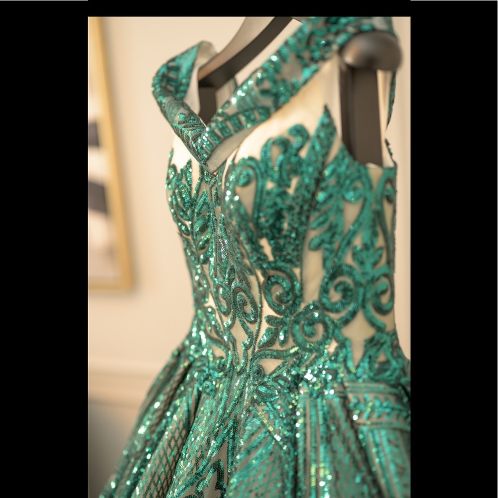 Beautiful Green Gown Bridal Princess Style Gown - Evening Dress